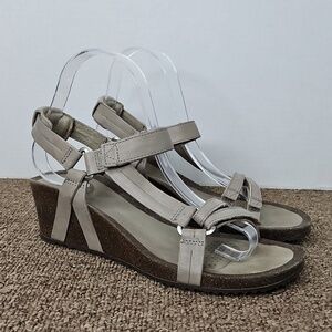 Teva Taupe Leather Ysidro Universal Wedge Style Sandals Shoes Sz 7 Womens